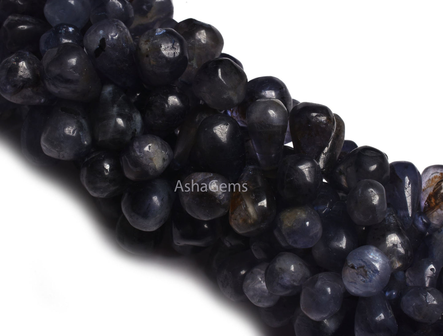 8 Inch Full Strand Blue Iolite Smooth Drops Shape beads, Natural Iolite Beads. handmade Teardrop Gemstone Bead For Jewelry Making Craft SALE