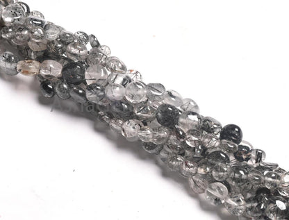 Natural Black rutilated Quartz Smooth Coin Shape Gemstone Loose Beads, Fine Quality Rutile Coin Handmade Bead Jewelry making Handicraft SALE