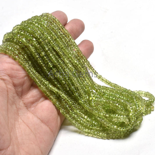 16" Strand Green Peridot Smooth Rondelle Beads, Natural Peridot Beads, Peridot Plain Handmade Gemstone Beads Jewelry making Handicraft SALE