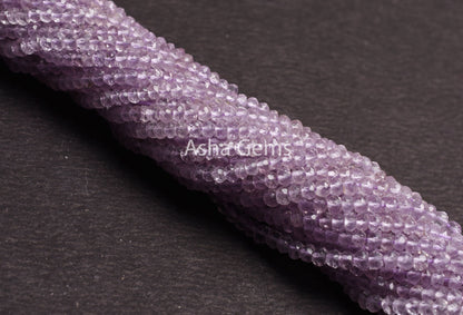 Natural Pink Amethyst Micro Cut Rondelle Faceted Gemstone Beads 3 mm AAA Quality 13" Strand Pink Amethyst,Indian Cut Faceted Bead Craft SALE