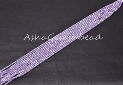 3 mm Wonderful Light purple Lavender Zircon Machine Cut Rondelle Beads, 13" Cubic zircon Micro Faceted Rondelle Beads Jewelry Craft SALE