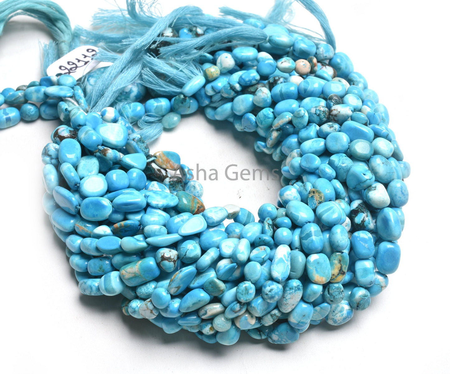 Beautiful Turquoise Howlite Smooth Nugget Gemstone Beads Sky Blue Turquoise Howlite Plain Uneven Nugget Straight Drill Handmade Bead Jewelry
