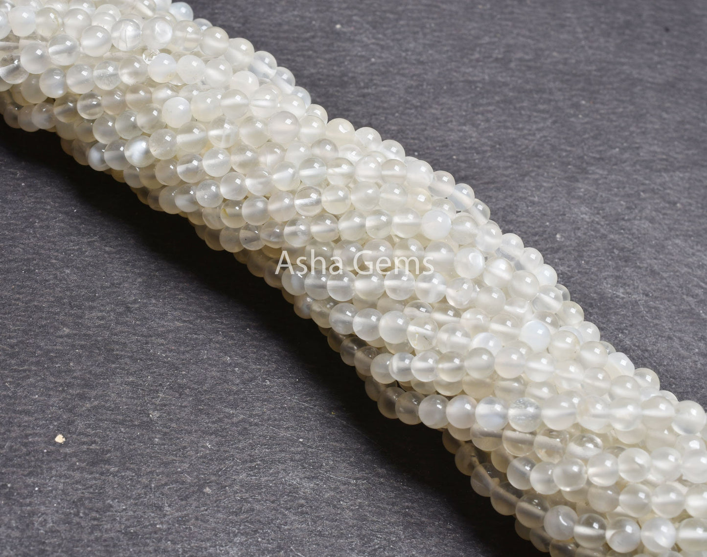 13"Strand Natural White Moonstone Smooth Round Gemstone Beads,4,4.5 mm AAA Quality Milky Moonstone Round Ball Beads Jewelry Making Moonstone
