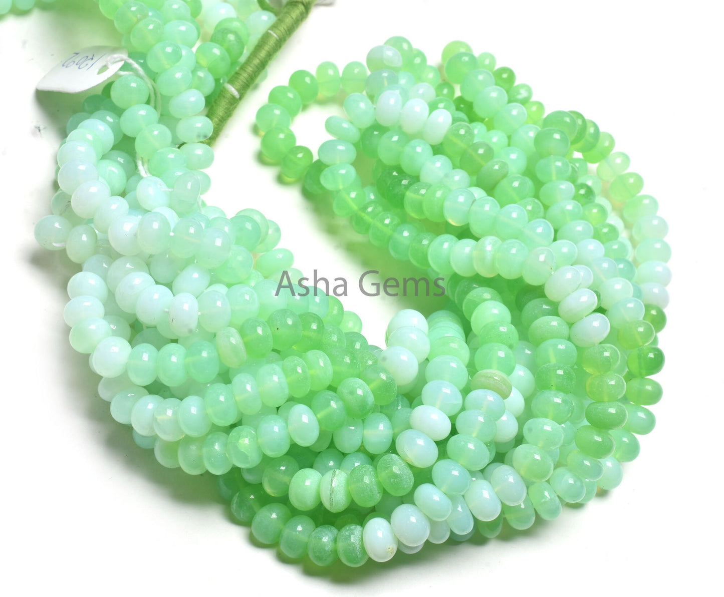AAA Quality Green Opal Smooth Rondelle Shape Gemstone Loose Beads,16" Pistachio Green Shaded Opal Plain Handmade Beads Jewelry Makings SALE