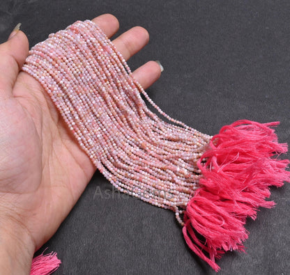 Beautiful Pink Opal Faceted Machine Cut Rondelle Beads,2-2.2mm Genuine Pink Opal Micro Cut Tiny Gemstone Opal Bead Jewelry Making Craft SALE