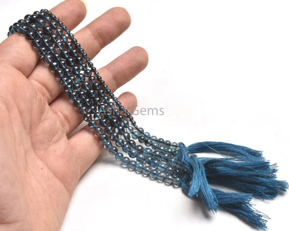 Genuine London Blue Topaz Smooth Round Shape Gemstone Beads,10"Strand Blue Topaz Bead, AAA London Blue Topaz Round Ball Beads Jewelry making