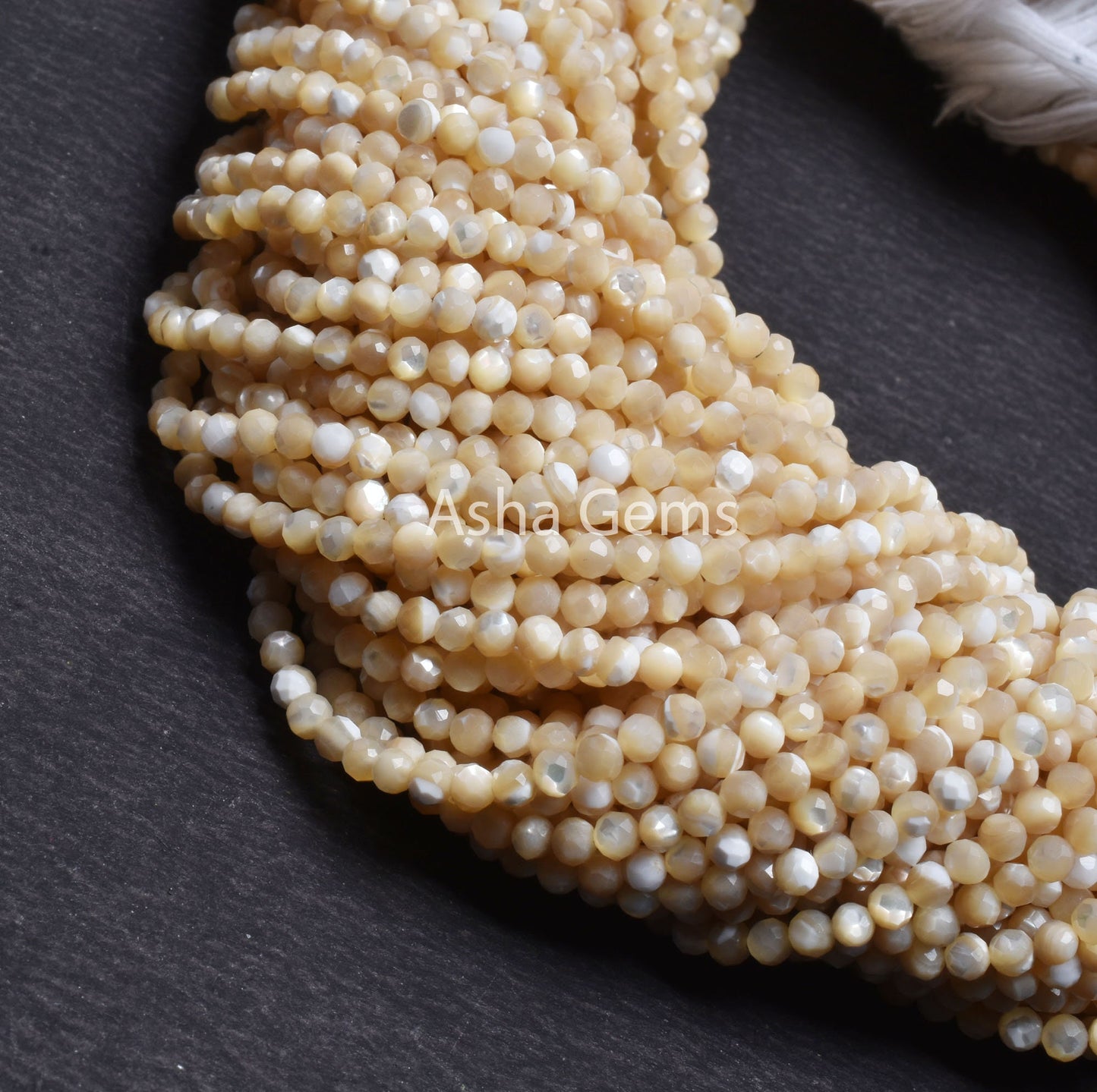 Natural Yellow Mother Of Pearl Micro Cut Rondelle Beads,3.2 mm Fine Golden Cream Mop Machine Cut Gemstone Bead, Mother Of Pearl Jewelry SALE