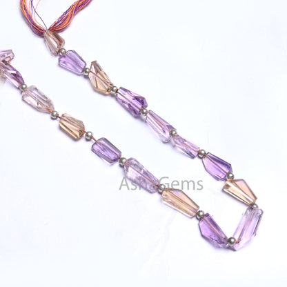 Fine Quality Ametrine faceted Nugget Shape Gemstone Beads,10" Natural Purple Yellow Ametrine Handmade Tumble Indian Cut Ametryn Bead Jewelry