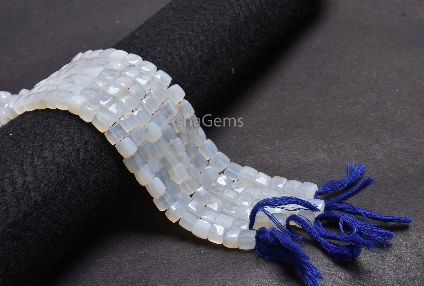 8" Strand White Chalcedony Faceted Cube Gemstone Beads, Natural Chalcedony Indian Cut 3D Cube Box Center Drill Bead Chalcedony Beads Jewelry