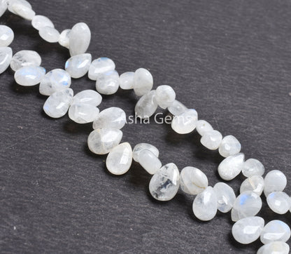 Beautiful Rainbow Moonstone Smooth Pear Shape Beads,8" White Rainbow Plain Handmade Teardrop Gemstone Loose Beads Jewelry Making Craft SALE