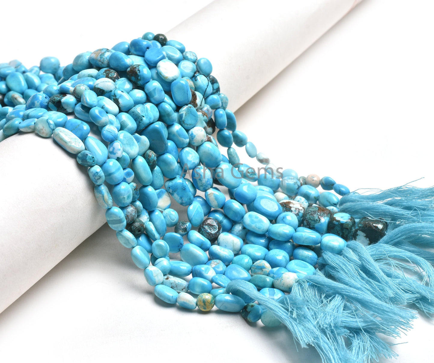 Beautiful Turquoise Howlite Smooth Nugget Gemstone Beads Sky Blue Turquoise Howlite Plain Uneven Nugget Straight Drill Handmade Bead Jewelry