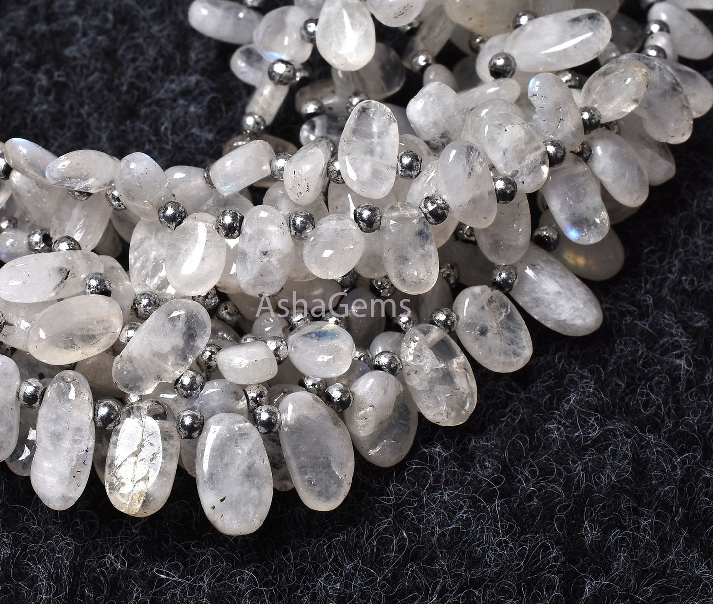 Amazing Flash Rainbow Moonstone Beads, Natural White Moonstone Loose Beads, Handmade Uneven Oval Shape Beads For Jewelry Making Crafts SALE