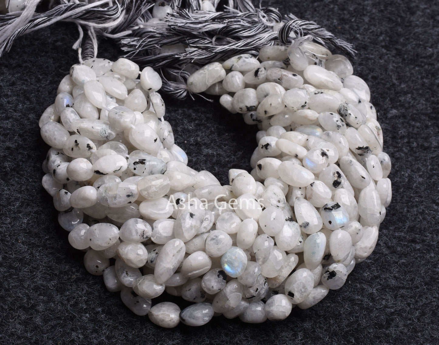 Natural Moss Rainbow Moonstone Nugget Shape Beads,Beautiful Rainbow Smooth Pebble Bead, Black Dot Rainbow Gemstone Uneven Nuggets Beads SALE (AG 22291)