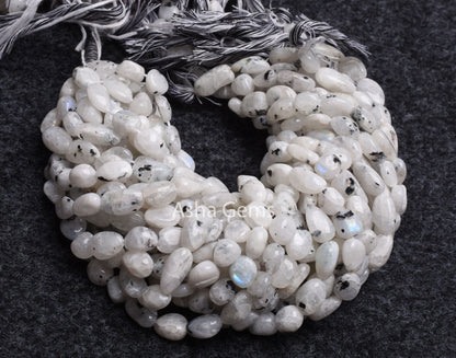 Natural Moss Rainbow Moonstone Nugget Shape Beads,Beautiful Rainbow Smooth Pebble Bead, Black Dot Rainbow Gemstone Uneven Nuggets Beads SALE (AG 22291)