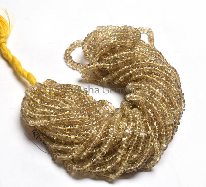 Beautiful Lemon Quartz Smooth Rondelle Shape Beads,18" Strand Natural Yellow Lemon Plain Hanmade Gemstone Beads Lemon beads for Jewelry Sale