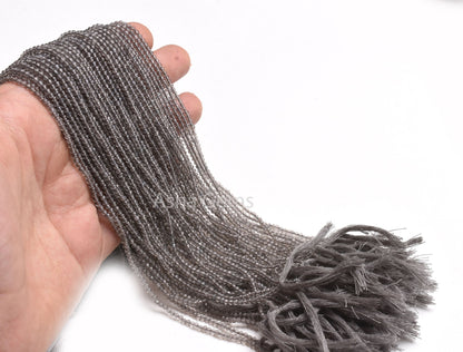 2.2 mm Smoky Quartz Micro Cut faceted Gemstone beads,13" Strand Light Grey Smoky Beads, AAA Smoky Machine Cut Rondelle Faceted Bead Jewelry