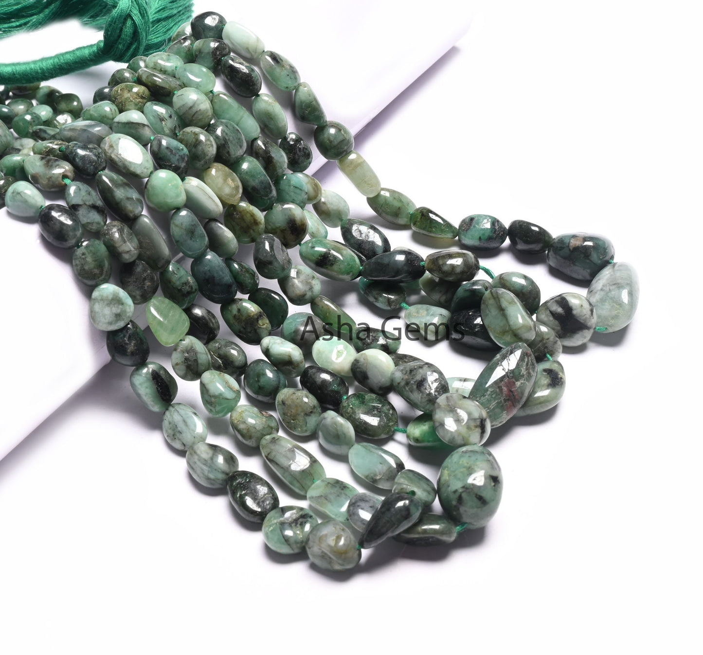 Beautiful Green Emerald Smooth Nugget Gemstone Loose Beads,Sakota Emerald Tumble Handmade Graduation Size Emerald Bead Necklace Jewelry SALE (AG 22301)