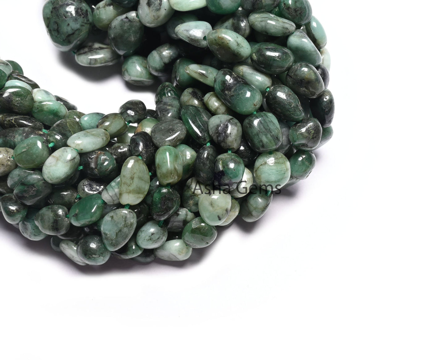 Beautiful Green Emerald Smooth Nugget Gemstone Loose Beads,Sakota Emerald Tumble Handmade Graduation Size Emerald Bead Necklace Jewelry SALE (AG 22301)