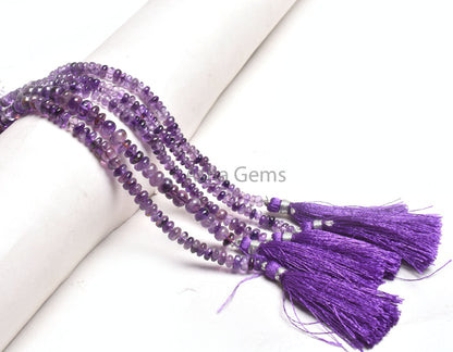 Fine Quality Shaded Purple Amethyst Smooth Rondelle Beads, Natural Amethyst Plain Handmade Gemstone Loose Bead Amethyst Jewelry Making Craft
