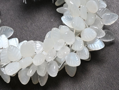 Natural White Moonstone fancy Leaves Carving Handmade Beads, AAA Quality Moonstone Carved Pear Briolette Teardrop Gemstone Bead Jewelry SALE