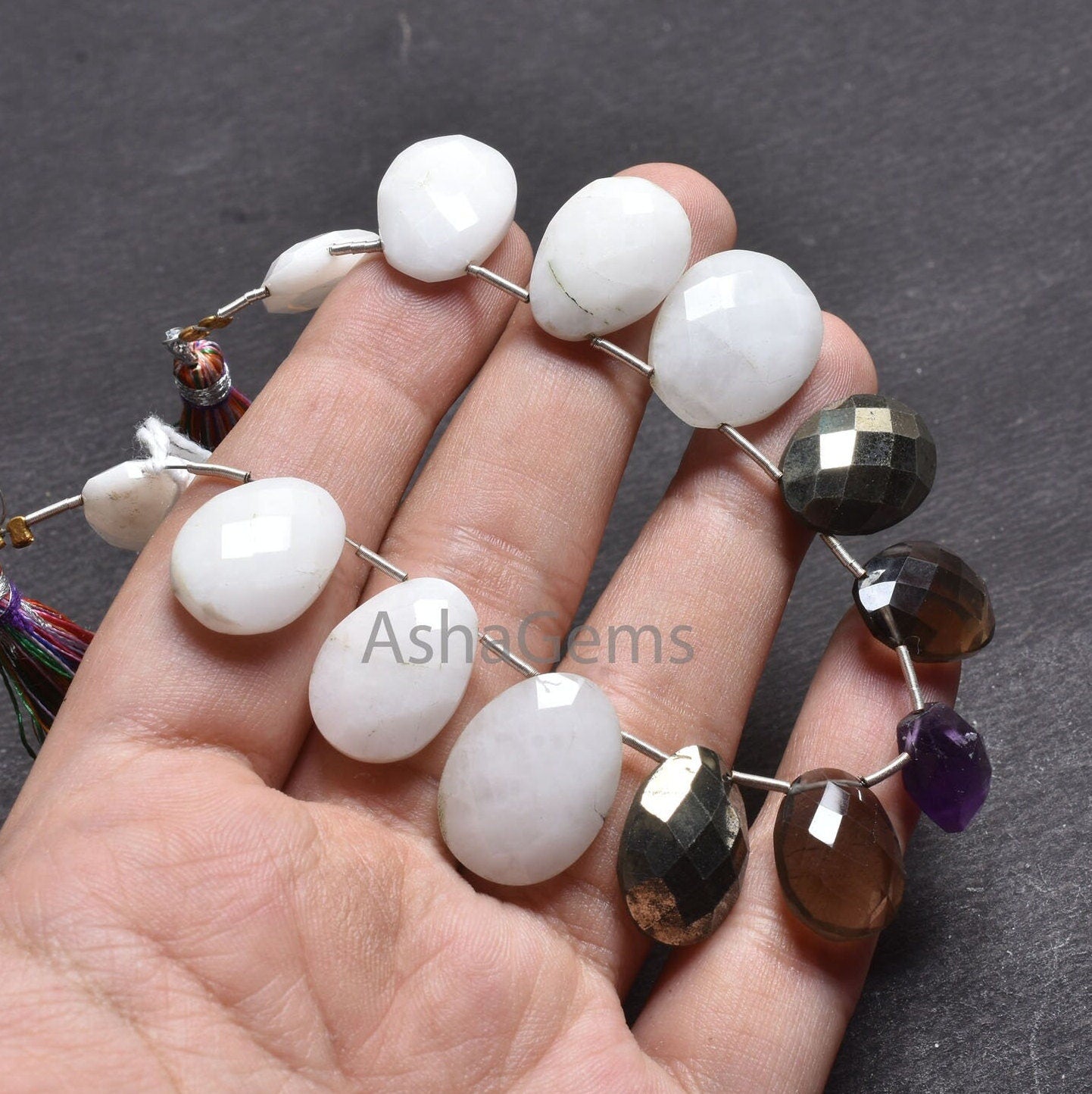 Beautiful Multi Color Stone Fancy Egg Shape Faceted Beads,10x15-15x20mm Mix Gemstone Fancy Egg Oval Side Drill Briolette Bead Jewelry Making