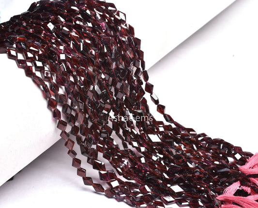 Garnet Rhombus Shape Faceted Gemstone Beads,12" Strand natural garnet Fancy Shape Beads,5x8mm Red Garnet Flat Faceted Fancy Beads Jewelry