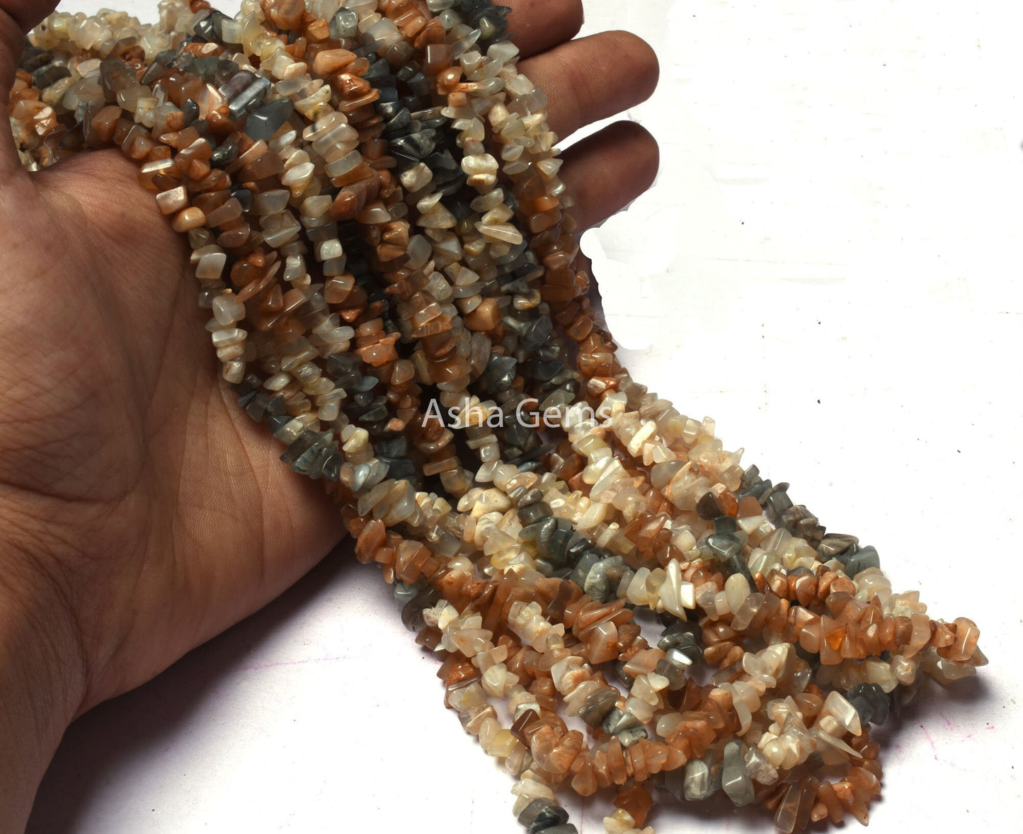 34"Strand Natural Multi Moonstone Uncut Chips Gemstone Beads, Moonstone Smooth Raw Rough Beads Multi Color Moonstone Uncut Chip Jewelry SALE