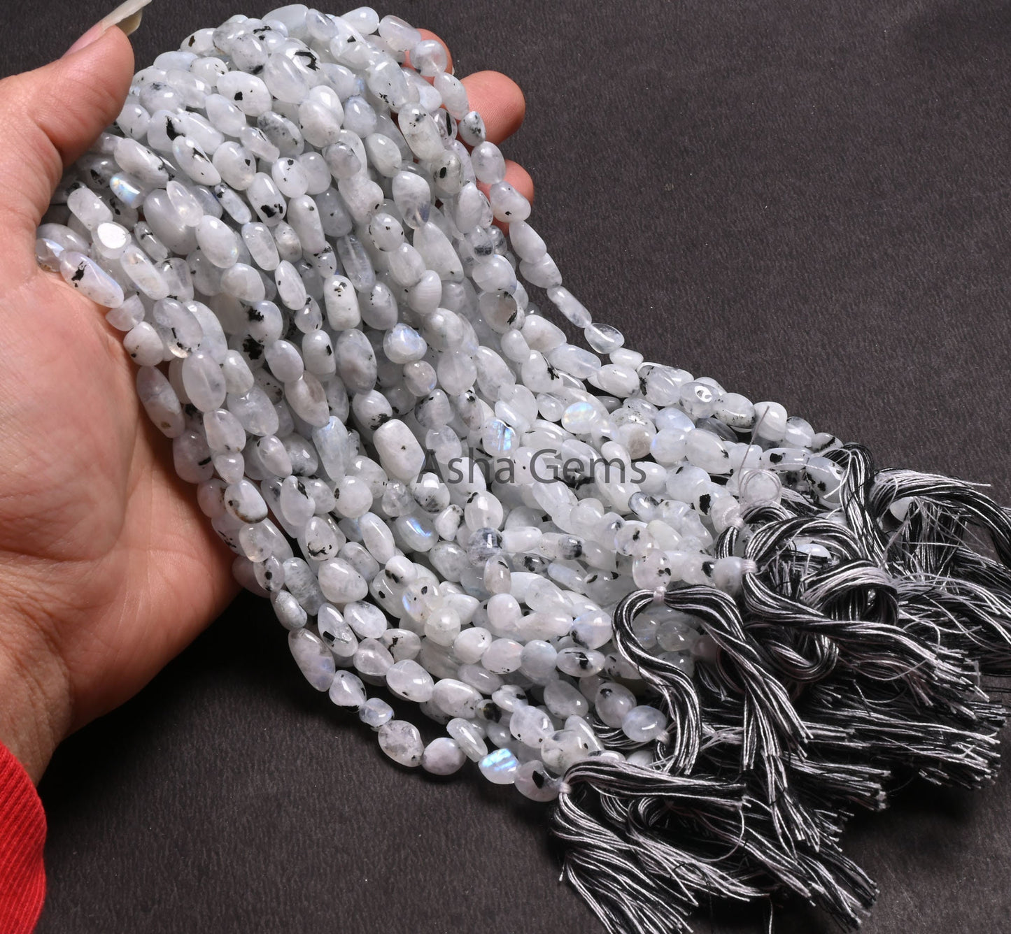 Natural Moss Rainbow Moonstone Nugget Shape Beads,Beautiful Rainbow Smooth Pebble Bead, Black Dot Rainbow Gemstone Uneven Nuggets Beads SALE (AG 22291)