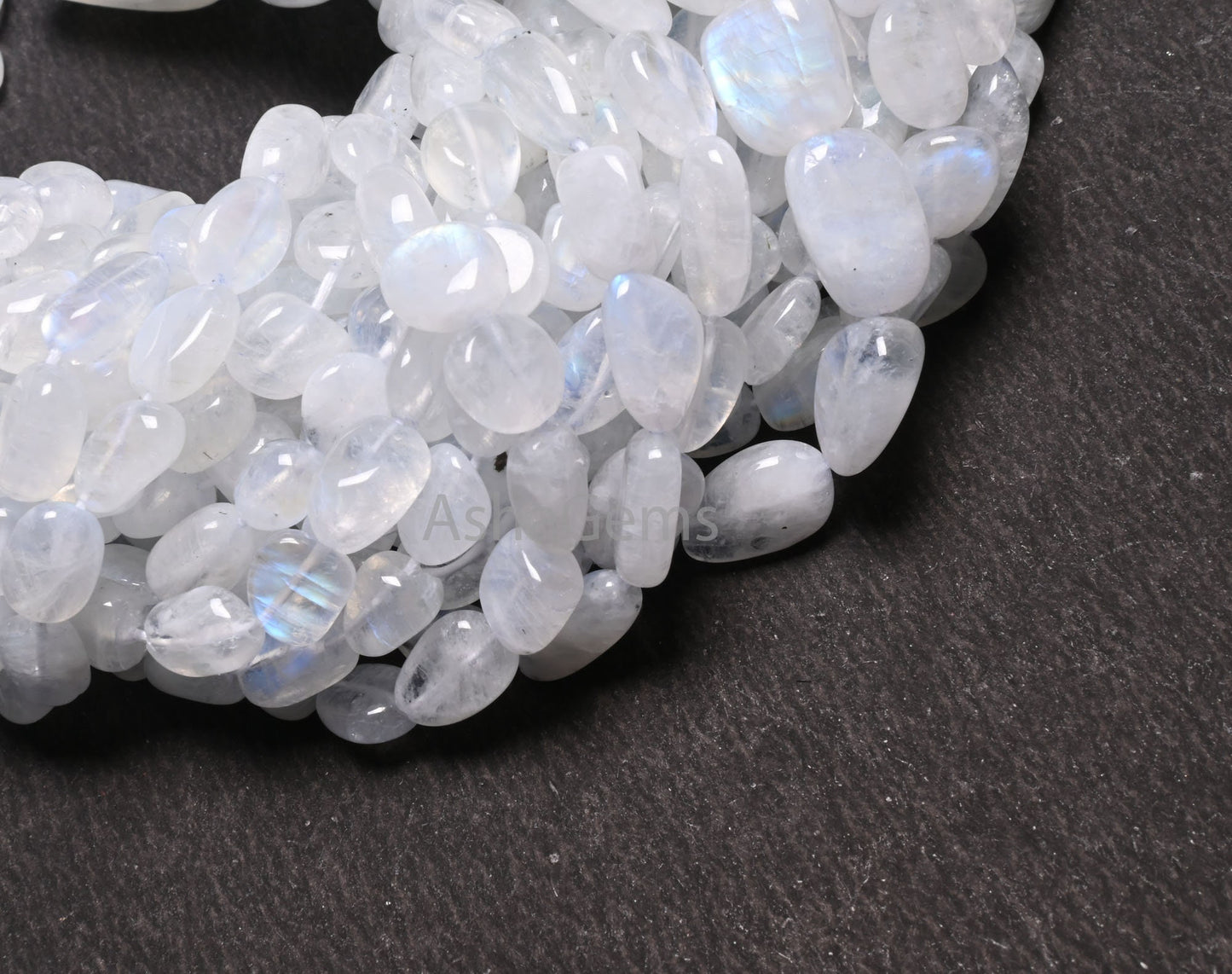 Natural Blue Fire Rainbow Moonstone Smooth Nugget Gemstone Loose Beads,9/18"Strand Fine White Rainbow Handmade Tumble Beads Necklace Jewelry (AG 22299)