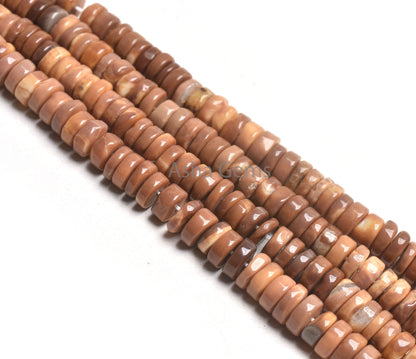8 mm Beautiful Shaded Brown Opal Smooth Tyre Shape Beads, Chocolate color Opal Handmade Plain Flat Tyre Gemstone Opal Beads Necklace Jewelry