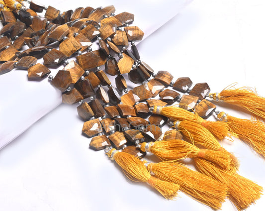 Beautiful Tiger Eye Fancy Gate Shape Gemstone Beads,8" Natural Tiger Eye faceted Briolette Side Drill  Tiger Eye Beads Jewelry Crafts SALE (AG 18677 )