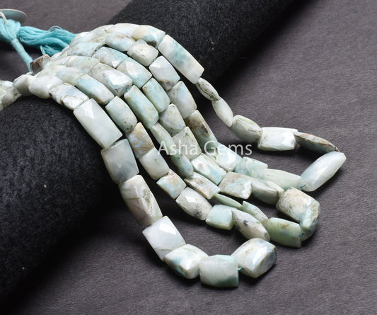 Natural Larimar Fancy Chiclet Shape Gemstone Beads Blue Larimar Faceted Rectangle Handmade Beads Briolette Straight Drill Larimar Bead Craft