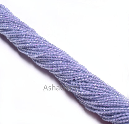 Beautiful Natural Lavender Quartz Micro Cut Faceted Gemstone Beads 2mm,AAA Purple Blue Lavendar Faceted Rondelle Shape Beads, Jewelry Crafts