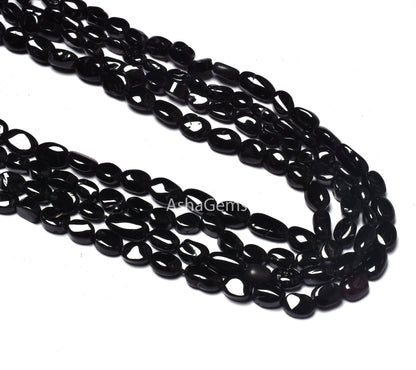 Natural Black Spinel Smooth Oval Shape Beads,13" Strand Spinel Handmade Uneven Oval Shape Beads, Black Spinel Beads For Jewelry Making Craft