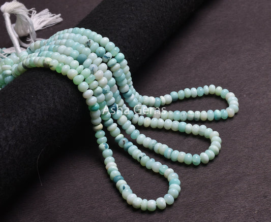 7 mm Fine Sea Green Opal Smooth Rondelle Shape Beads, Shaded Opal Plain Handmade Gemstone Roundelle Bead, Opal Beads Jewelry Handicraft SALE