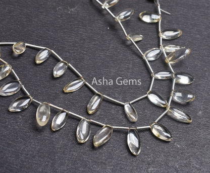 Natural Citrine Smooth Marquise Shape gemstone Beads,6.5"Strand Citrine Handmade Marquise Side Drill Beads, Citrine Beads Jewelry Craft SALE