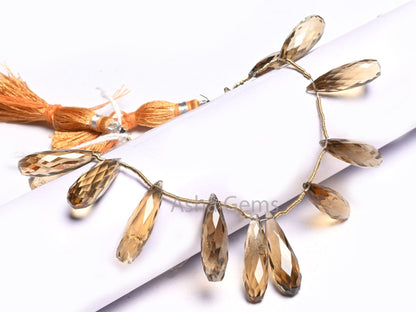 Fine Bear Quartz Fancy Long Drops Faceted Gemstone Beads,6.5-23 mm Natural Bear Quartz Side Drill Teardrop Briolette Bead Jewelry Craft SALE