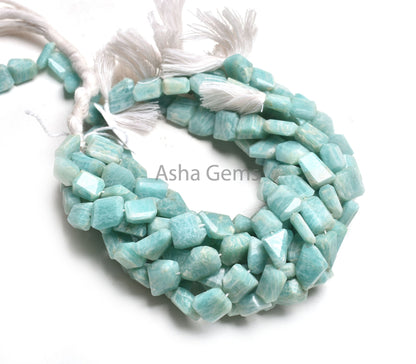 Fine Amazonite Faceted Indian Cut nugget Gemstone Beads, Natural Blue amazonite Handmade Straight Drill Tumble Amazonite Beads jewelry SALE