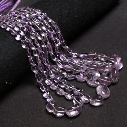 AAA Quality Pink Amethyst Smooth Nugget Gemstone Loose Bead, Natural Amethyst Tumble Handmade Straight Drill Amethyst Bead Necklace Jewelry