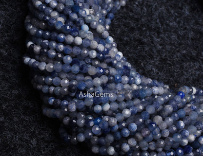 Beautiful dumortierite Micro Cut Beads,3 mm  Shaded Blue dumortierite Faceted Machine Cut Gemstone Beads dumortierite Jewelry Making Crafts