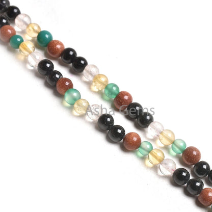 4-4.5 mm Multi Color Stone Smooth round Shape Beads, Mix Color Shaded Gemstone Plain Round Ball Beads,15.5" Disco Bead Jewelry Necklace SALE