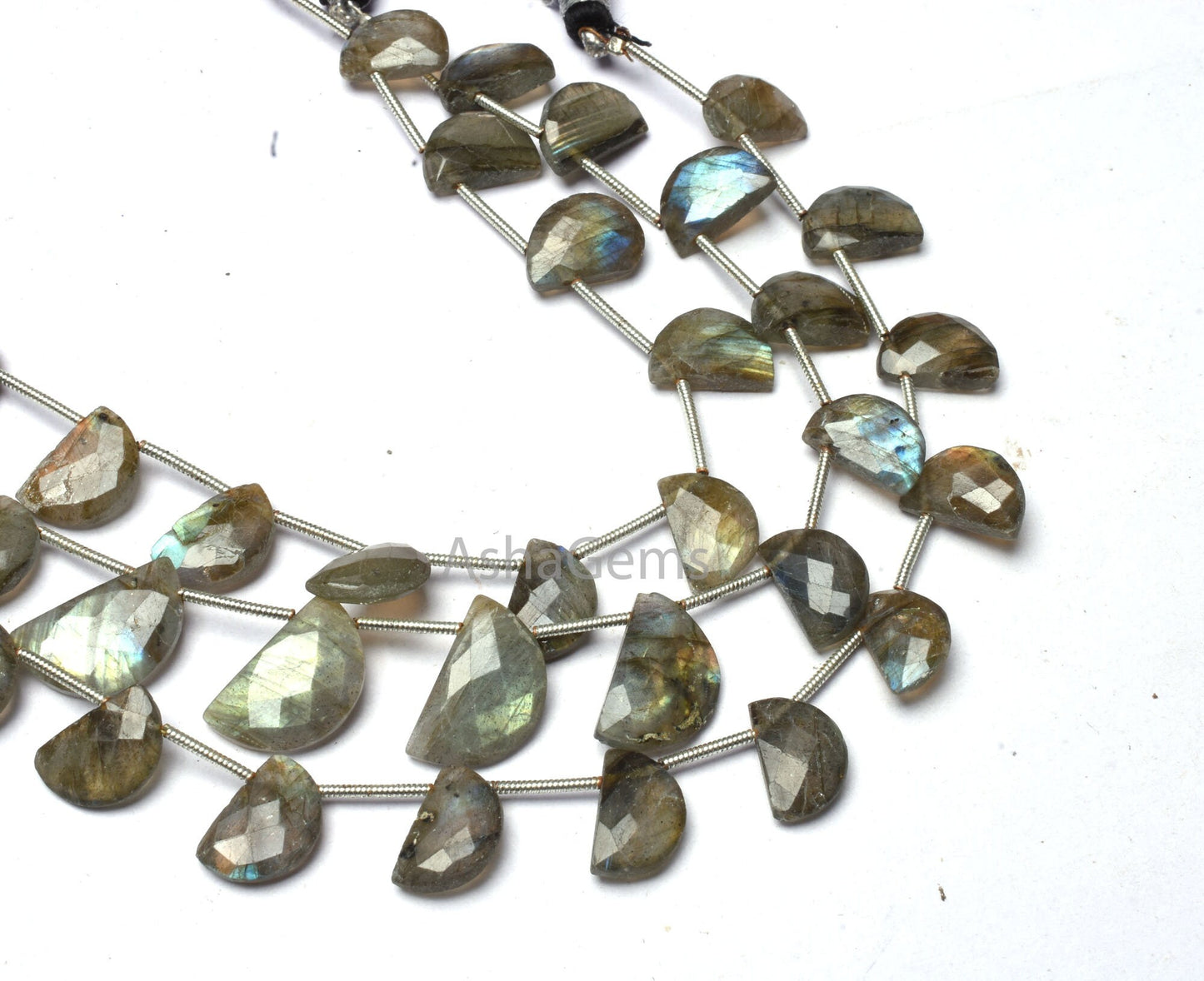 Multi Fire Labradorite Faceted D Shape Gemstone Beads, Black Rainbow Half Moon Fancy Side Drill Beads, Natural Labradorite BeadJewelry SALE