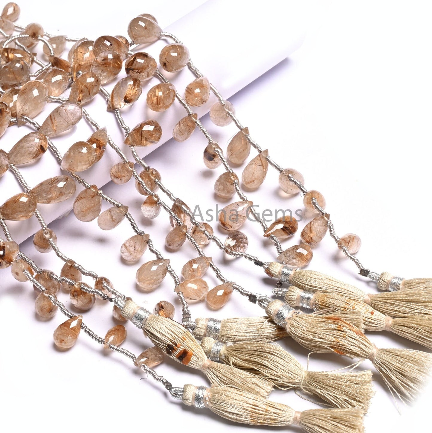 Fine Quality Copper Rutile Faceted Drop Shape Beads, Natural Rutile Quartz Teardrop Briolette Side Drill Gemstone Beads Jewelry Making Craft