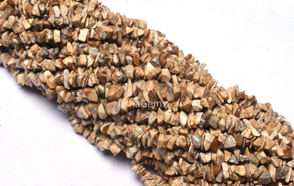 34 Inch Strand natural Picture Jasper Uncut chip Beads, Brown jasper Smooth Raw Rough Polish Gemstone Beads Picture Jasper Bead Jewelry SALE