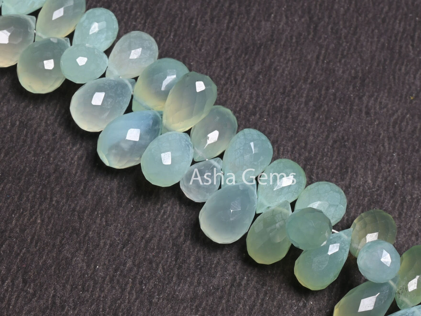 AAA Quality Sea Green Chalcedony Silver Coated Drops Gemstone Beads, Both Side Loop Chalcedony Faceted Teardrop Briolette Jewelry Craft SALE