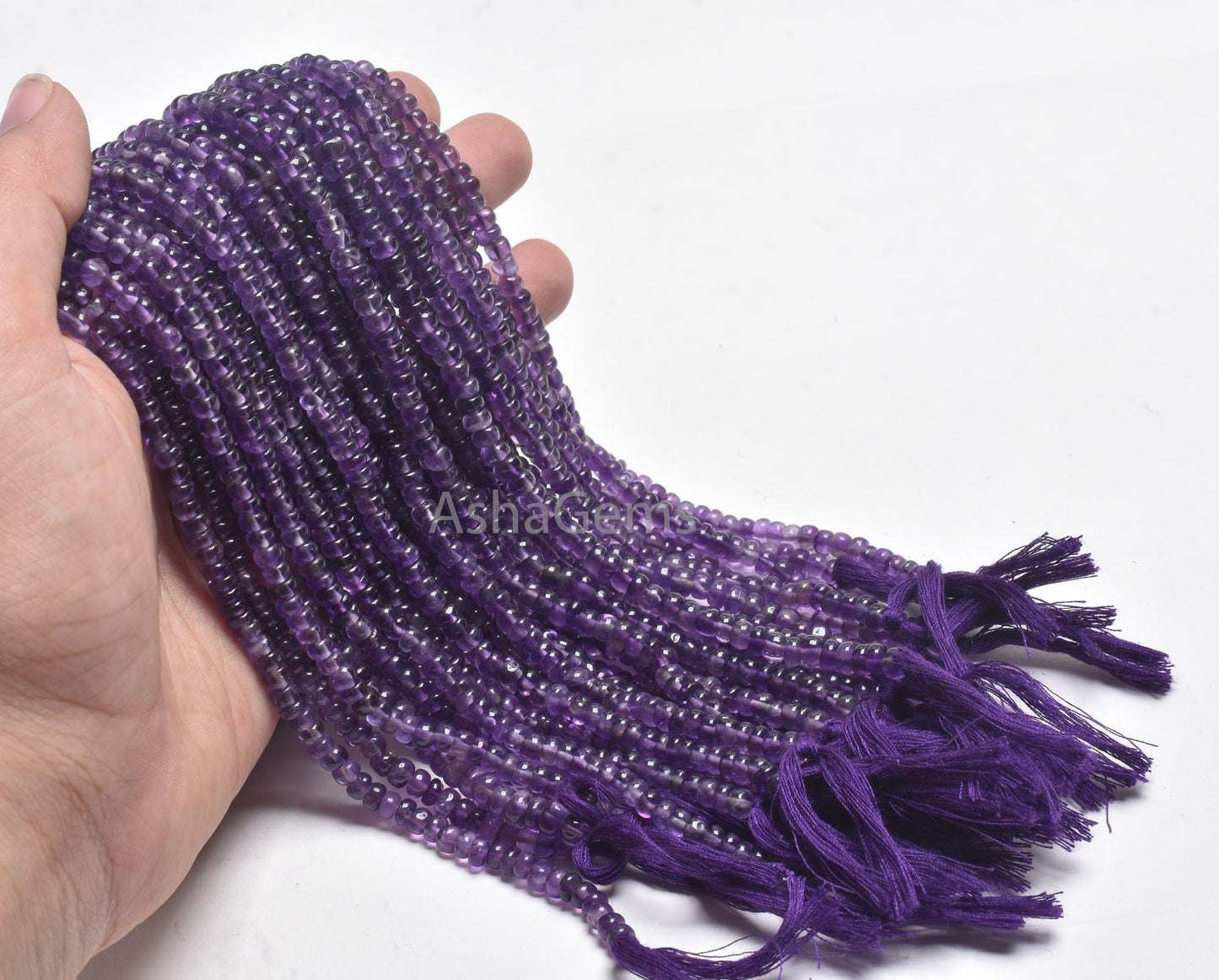 Fine African Amethyst Smooth Rondelle Shape Beads,12.5" Amethyst Plain Handmade Gemstone Loose Beads, Fine Purple Amethyst Bead Jewelry SALE