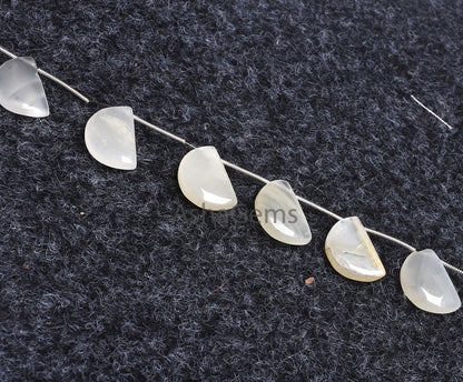 Natural White Moonstone Fancy Shape Beads,12-18.5 mm Moonstone Smooth D Shape Beads, White Moonstone plain half Moon Gemstone Beads Jewelry