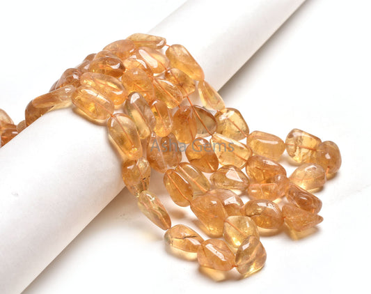 Beautiful Yellow Citrine Quartz Smooth Nugget Gemstone Beads, Natural Citrine Plain Handmade  Uneven Tumble Beads, Citrine Bead Jewelry SALE