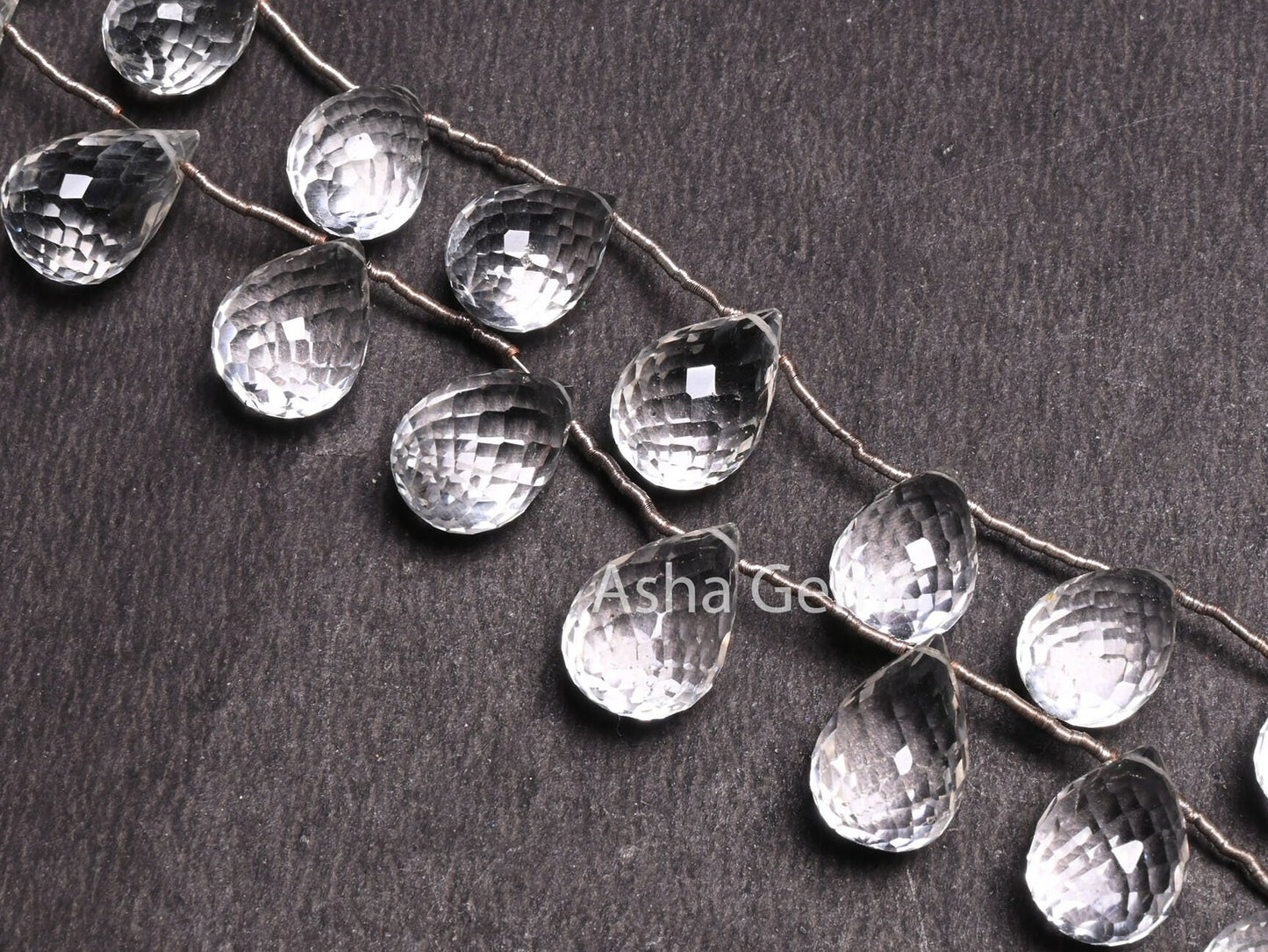 AAA Quality Crystal Faceted Drop Side Drill Gemstone Beads, Natural White Crystal Quartz Teardrop Briolette Bead,6" Crystal Bead Crafts SALE