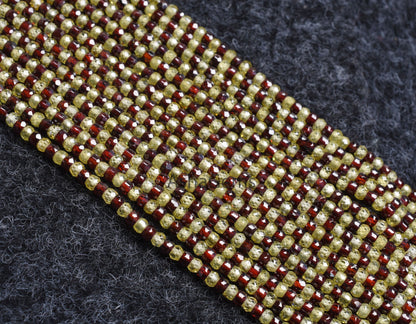 Beautiful multi Red Green zircon Faceted Rondelle beads13"Cubic Zircon Shaded Light Green red One By One sequence Strand 3mm AAA Zircon Bead